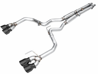 AWE 2024 Ford Mustang GT Fastback S650 RWD Track Edition Cat-Back Exhaust w/ Quad Diamond Black Tips