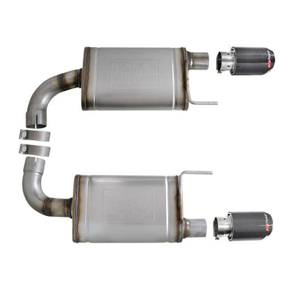 aFe MACH Force Xp SS Axle Back Exhaust System w/ Carbon Fiber Tips 15-17 Ford Mustang GT V8-5.0L