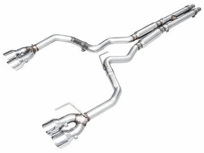 AWE 2024 Ford Mustang Dark Horse S650 RWD Track Edition Cat-Back Exhaust w/ Quad Chrome Silver Tips