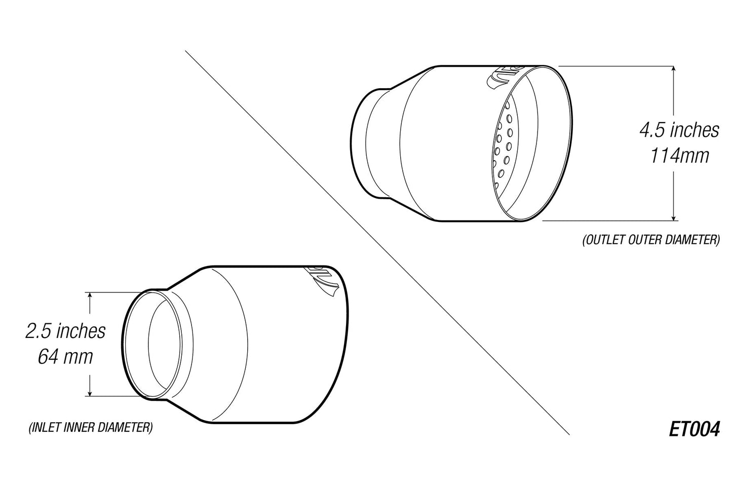 4.5" Universal Exhaust Tip ET004 (Burnt/Polish)-Motor Vehicle Exhaust-ARK Performance