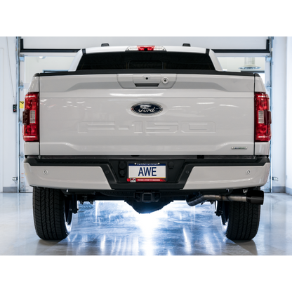 AWE 0FG 21+ Ford F150 Dual Side Exit Cat-Back Exhaust - 4.5in Diamond Black Tips