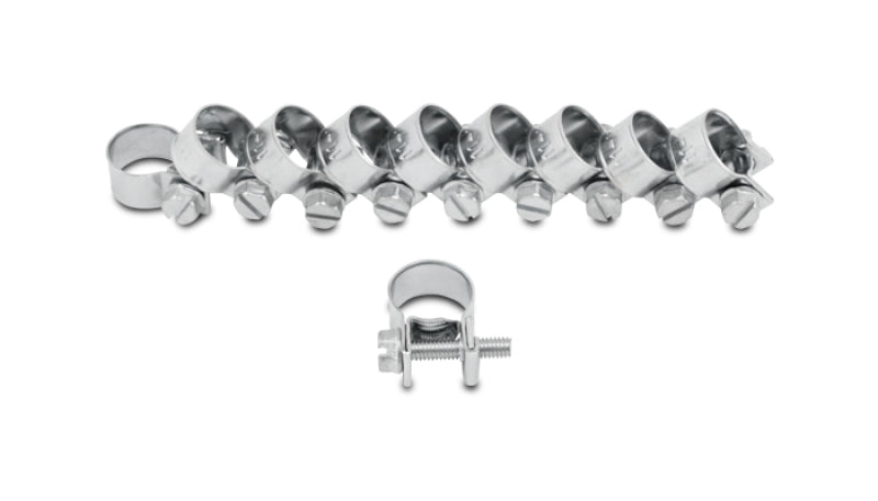 Vibrant Fuel Injector Style Mini Hose Clamps 7-9mm clamping range Pack of 10 Zinc Plated Mild Steel