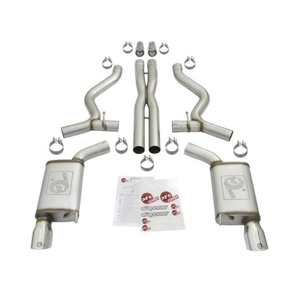 aFe MACHForce XP 3in 304 SS Cat-Back Exhausts w/ Polished Tips 15-17 Ford Mustang GT V8-5.0L/V6-3.7L