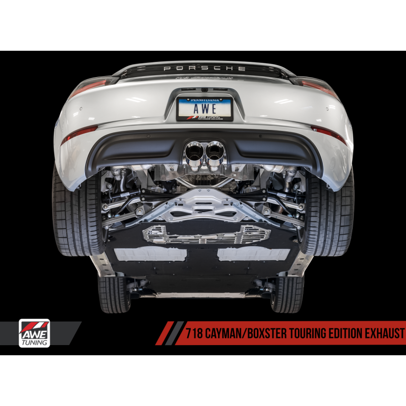 AWE Tuning Porsche 718 Boxster / Cayman Touring Edition Exhaust - Diamond Black Tips