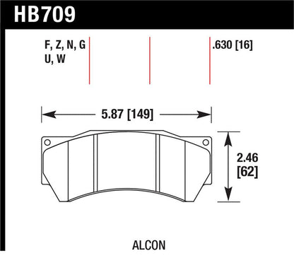 Hawk Performance Alcon Mono 6, Model 4497 DTC-70 Race Brake Pads