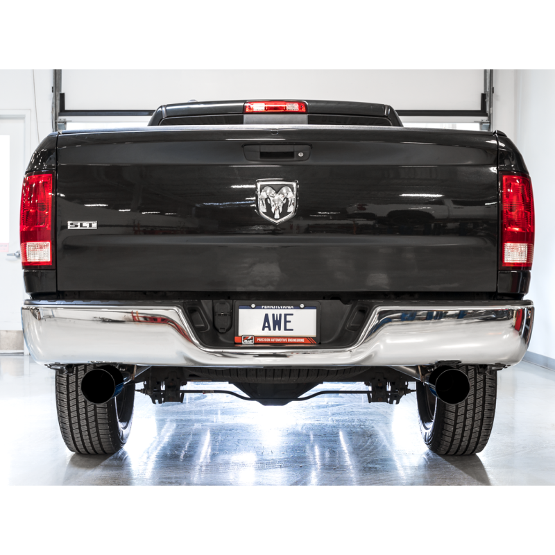 AWE Tuning 09-18 RAM 1500 5.7L (w/Cutouts) 0FG Dual Rear Exit Cat-Back Exhaust - Chrome Silver Tips