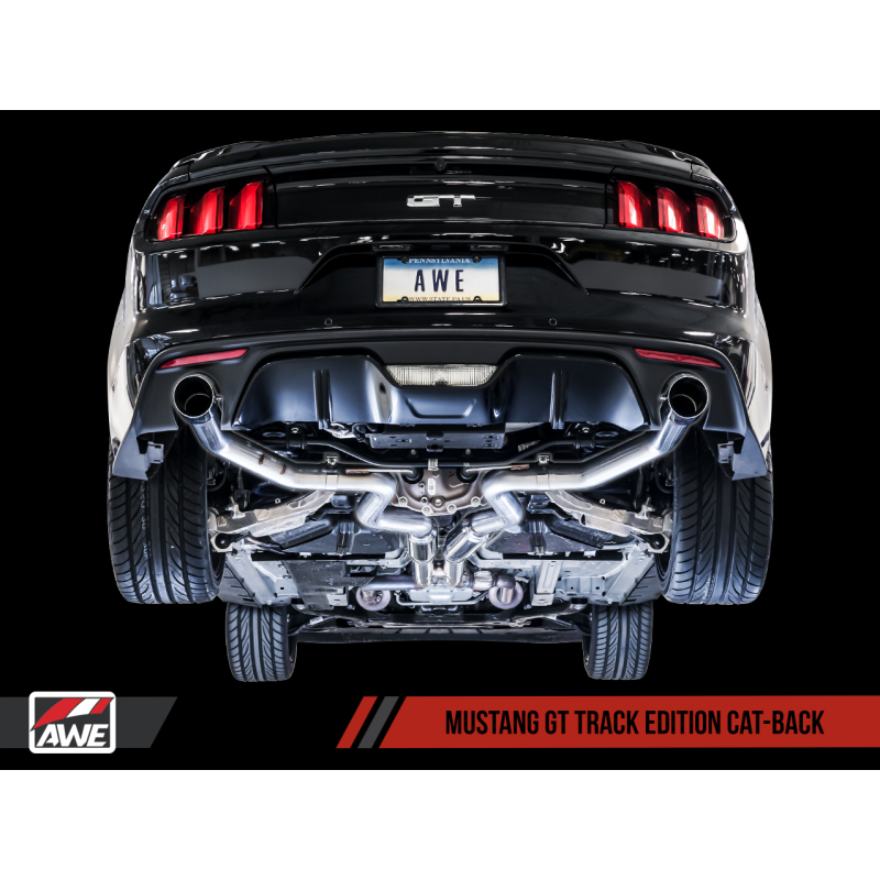 AWE Tuning S550 Mustang GT Cat-back Exhaust - Track Edition (Diamond Black Tips)
