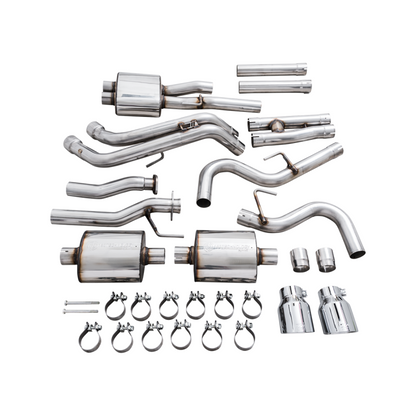 AWE 16-22 Toyota Tacoma 0FG Catback Exhaust w/ BashGuard - Dual Chrome Silver Tips