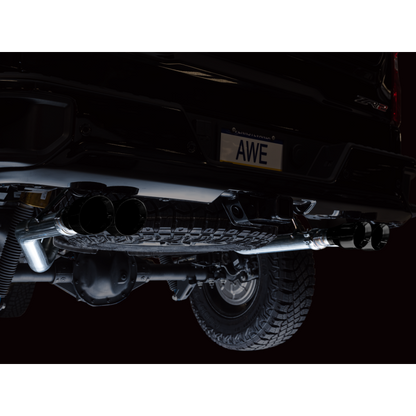 AWE Tuning 22-23 GMC Sierra 1500 AT4X 6.2L 0FG Catback Split Dual (Flat Bumper) - Diamond Black Tips