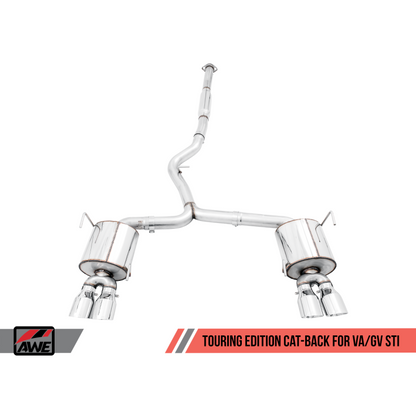 AWE Tuning Subaru STI VA / WRX GV / STI GV Sedan Touring Edition Exhaust - Chrome Silver Tip (102mm)