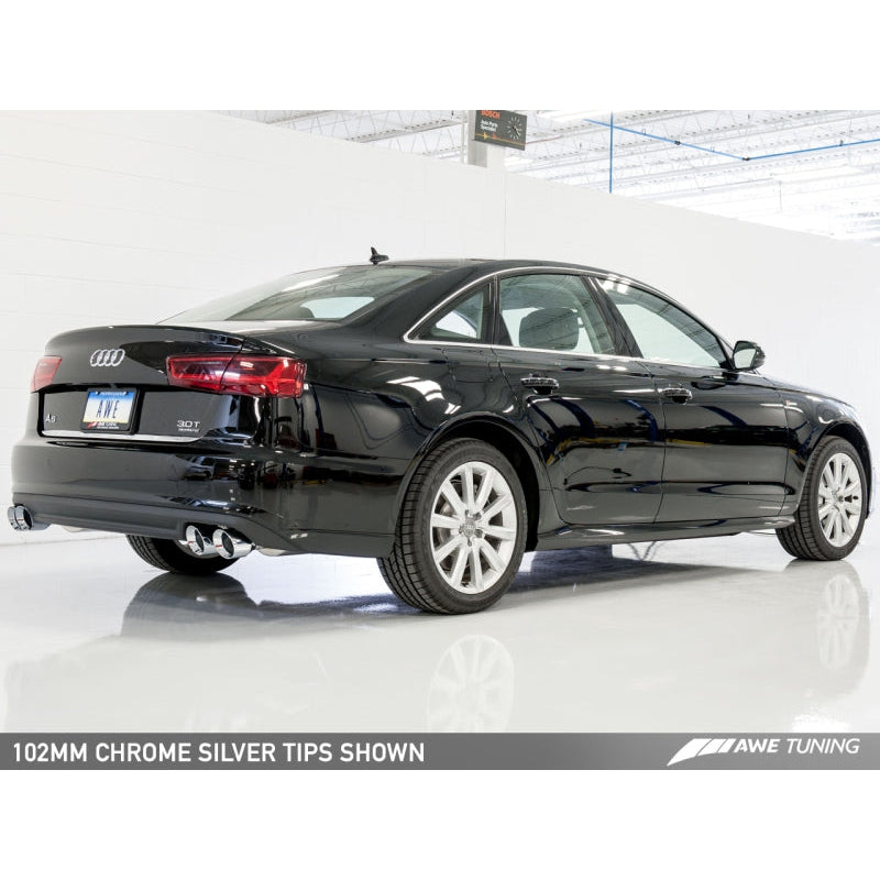 AWE Tuning Audi C7.5 A7 3.0T Touring Edition Exhaust - Quad Outlet Chrome Silver Tips