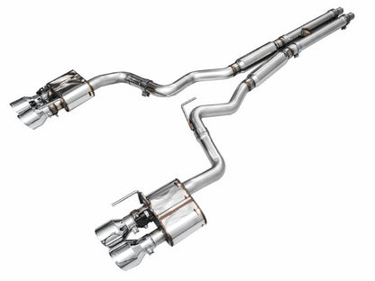 AWE 2024 Ford Mustang GT Fastback S650 RWD SwitchPath Cat-Back Exhaust w/ Quad Chrome Silver Tips