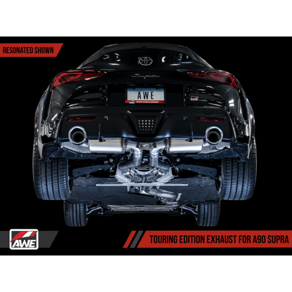 AWE Tuning 2020+ Toyota Supra A90 Resonated Touring Edition Exhaust - 5in Chrome Silver Tips