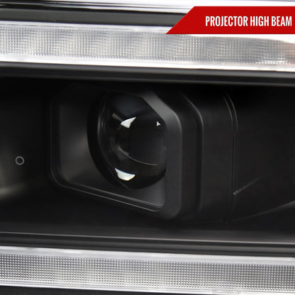 2019-2024 Dodge RAM 2500/3500/4500/5500 Switchback Sequential Amber LED Turn Signal Projector Headlights (Matte Black Housing/Clear Lens)
