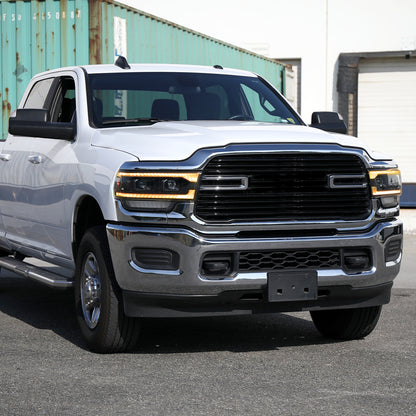 2019-2024 Dodge RAM 2500/3500/4500/5500 Switchback Sequential Amber LED Turn Signal Projector Headlights (Matte Black Housing/Clear Lens)