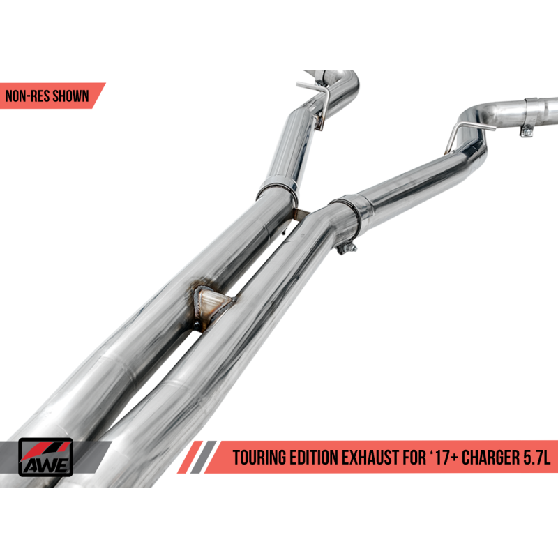 AWE Tuning 2015+ Dodge Charger 6.4L/6.2L SC Non-Resonated Touring Edition Exhaust - Silver Tips