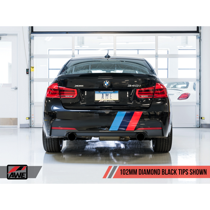 AWE Tuning BMW F3X 340i Touring Edition Axle-Back Exhaust - Diamond Black Tips (102mm)