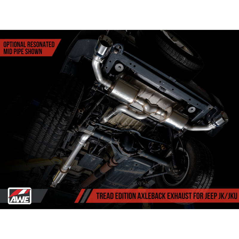 AWE Tuning 07-18 Jeep Wrangler JK/JKU 3.6L Tread Edition Axle-Back Dual Exhaust - Chrome Silver Tips
