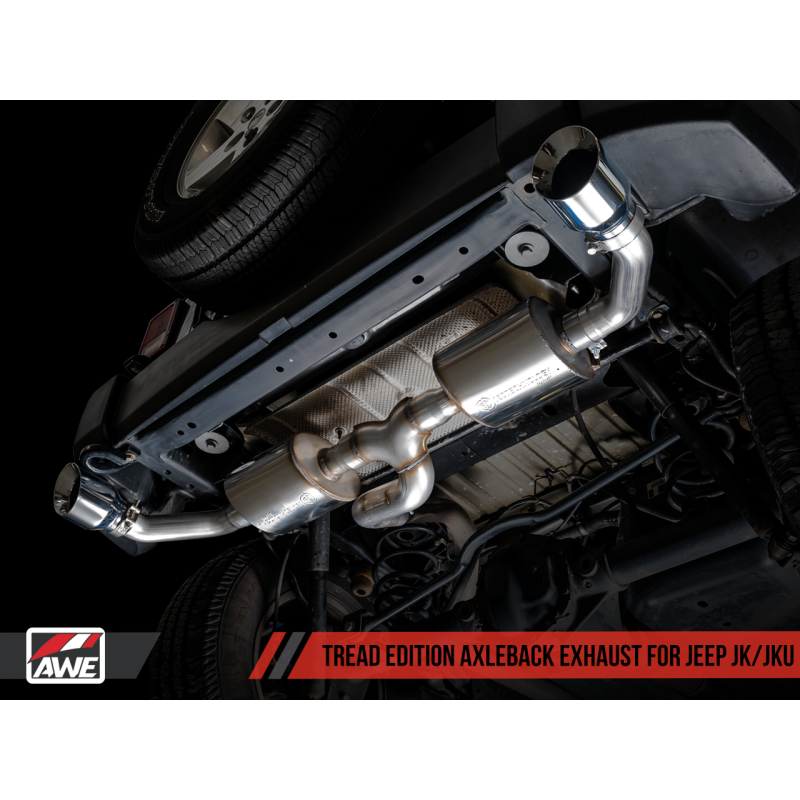 AWE Tuning 07-18 Jeep Wrangler JK/JKU 3.6L Tread Edition Axle-Back Dual Exhaust - Chrome Silver Tips