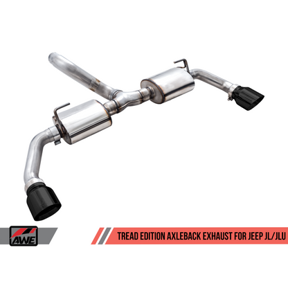 AWE Tuning 2018+ Jeep Wrangler JL/JLU Tread Edition Axle-Back Dual Exhaust - Diamond Black Tips