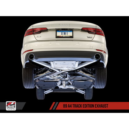 AWE Tuning Audi B9 A4 Track Edition Exhaust Dual Outlet - Chrome Silver Tips (Includes DP)