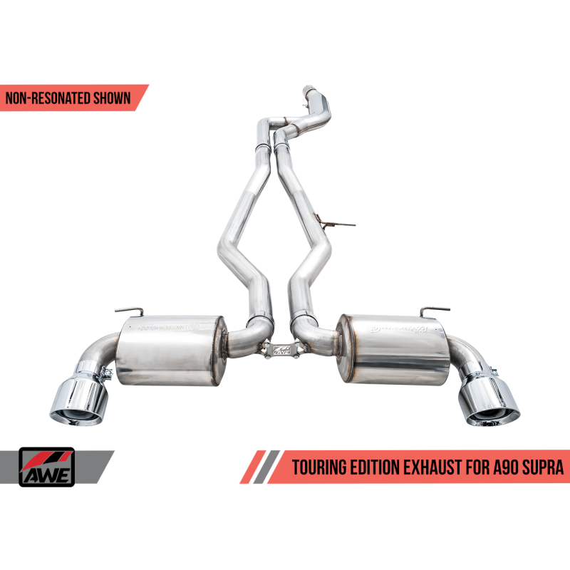 AWE Tuning 2020+ Toyota Supra A90 Non-Resonated Touring Edition Exhaust - 5in Chrome Silver Tips