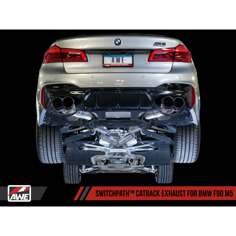 AWE Tuning SwitchPath Cat-back Exhaust with Chrome Silver Tips - 18-19 BMW M5