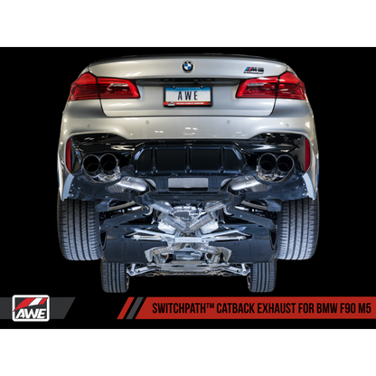 AWE Tuning SwitchPath Cat-back Exhaust with Chrome Silver Tips - 18-19 BMW M5