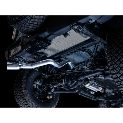 AWE Tuning 2021+ Ford Bronco 0FG Single Rear Exit Exhaust w/Chrome Silver Tip & Bash Guard