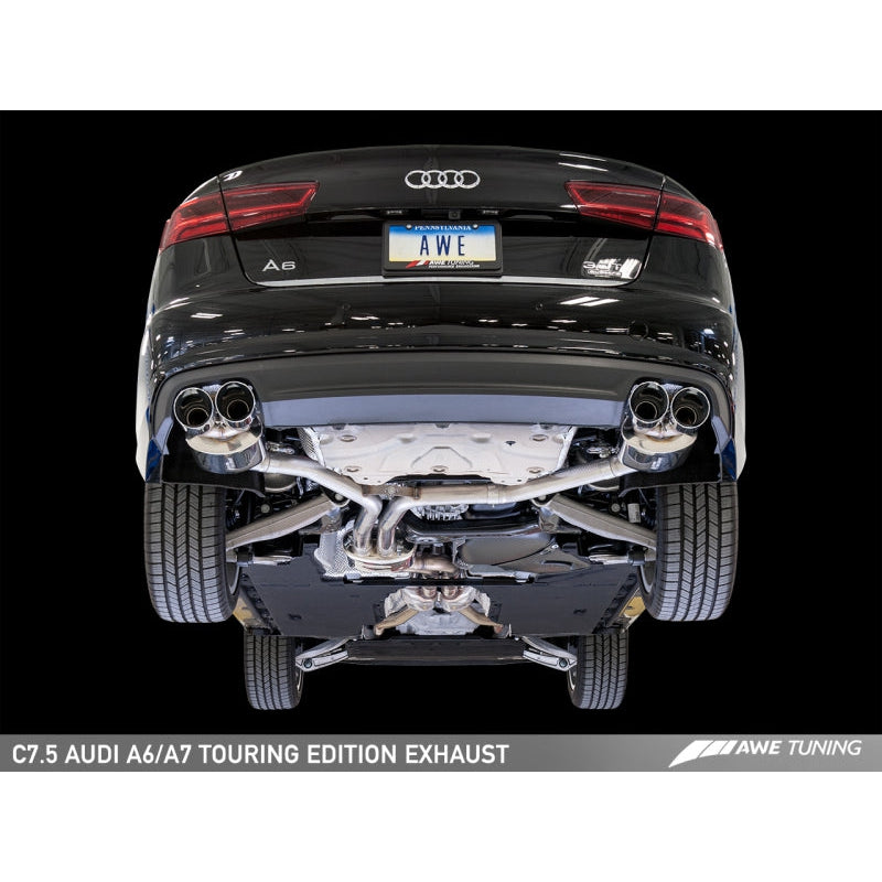 AWE Tuning Audi C7.5 A6 3.0T Touring Edition Exhaust - Quad Outlet Chrome Silver Tips