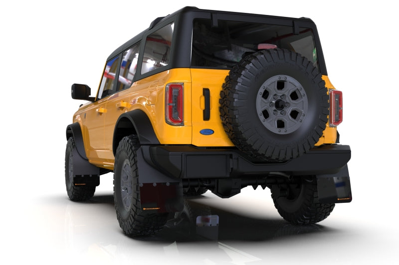 Rally Armor 21-25 Ford Bronco (Plstc Bmpr - NO Rptr/Sprt - NO RR/RB) Blk Mud Flap w/Red Logo