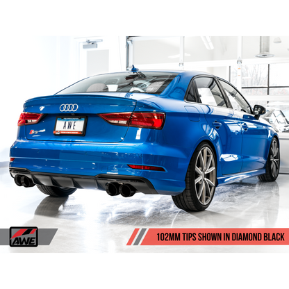 AWE Tuning Audi 8V S3 Track Edition Exhaust w/Diamond Black Tips 102mm