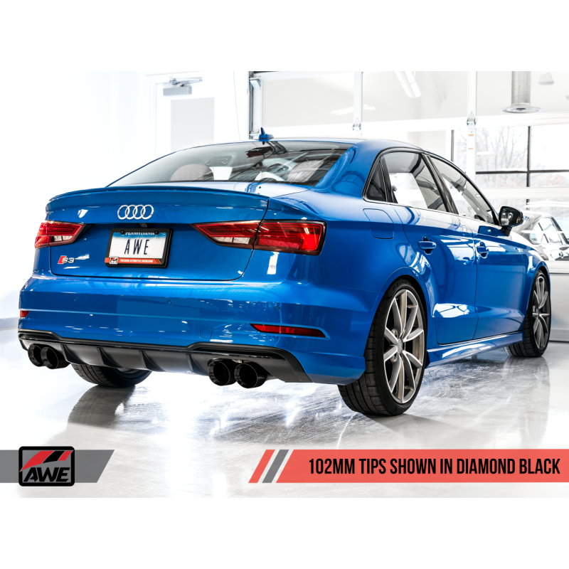 AWE Tuning Audi 8V S3 SwitchPath Exhaust w/Diamond Black Tips 102mm