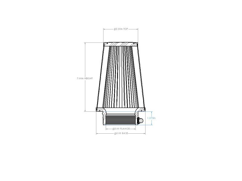 aFe POWER Universal Clamp-On Air Filter w D2 Dura-Dry Media 3in F x 5in B x 3-1/2in T x 7in H