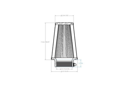 aFe POWER Universal Clamp-On Air Filter w D2 Dura-Dry Media 3in F x 5in B x 3-1/2in T x 7in H