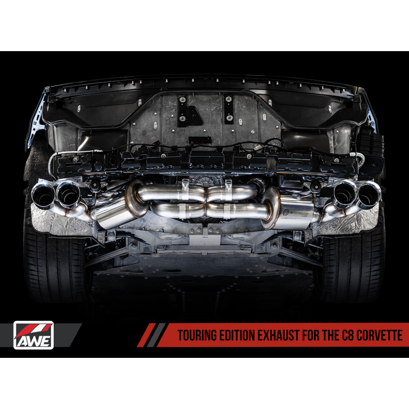 AWE Tuning 2020 Chevrolet Corvette (C8) Touring Edition Exhaust - Quad Chrome Silver Tips