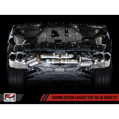 AWE Tuning 2020 Chevrolet Corvette (C8) Touring Edition Exhaust - Quad Chrome Silver Tips