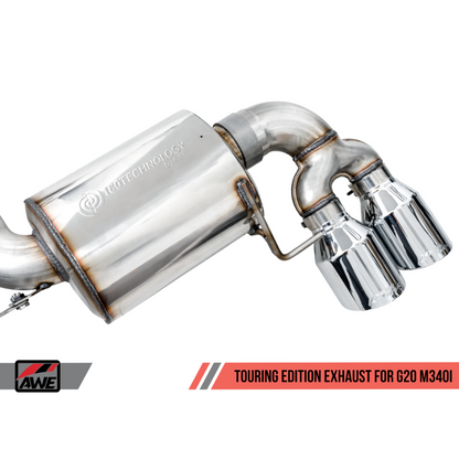AWE Tuning 2019+ BMW M340i (G20) Non-Resonated Touring Edition Exhaust - Quad Chrome Silver Tips