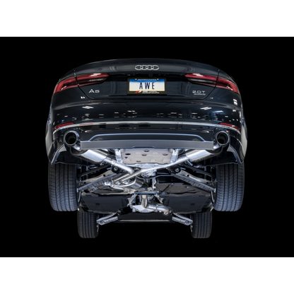 AWE Tuning Audi B9 A5 Touring Edition Exhaust Dual Outlet - Diamond Black Tips (Includes DP)