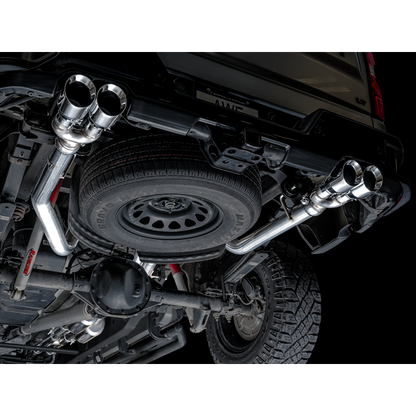 AWE Tuning 4th Gen GM 1500 6.2L 0FG Catback Split Rear Exit (w/ Bumper Cutouts) - Quad Chrome Tips