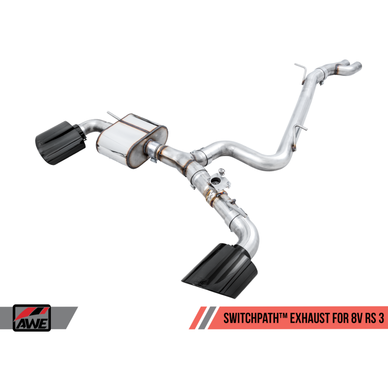 AWE Tuning SwitchPath Exhaust w/Diamond Black RS-Style Tips - 17-19 Audi RS3