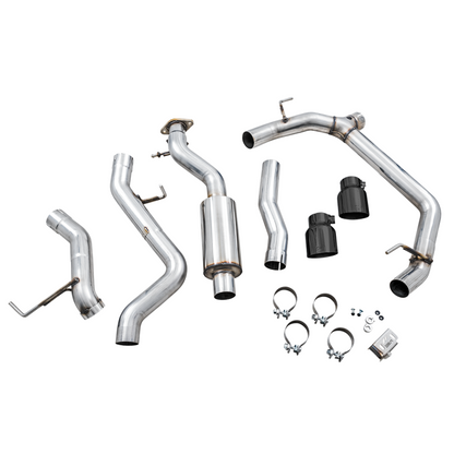 AWE Tuning 2021+ Ford Bronco 0FG Dual Rear Exit Exhaust w/Diamond Black Tips & Bash Guard