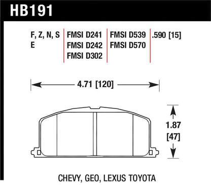 Hawk 87 Toyota Corolla FX16 HP+ Street Front Brake Pads