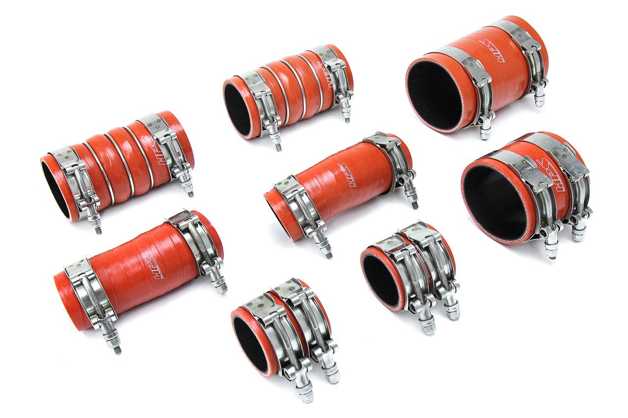 HPS Aramid Reinforced Silicone Intercooler Hose Boots Kit, Ford 2017-2019 F150 Raptor 3.5L Ecoboost Twin Turbo, Orange 57-1672