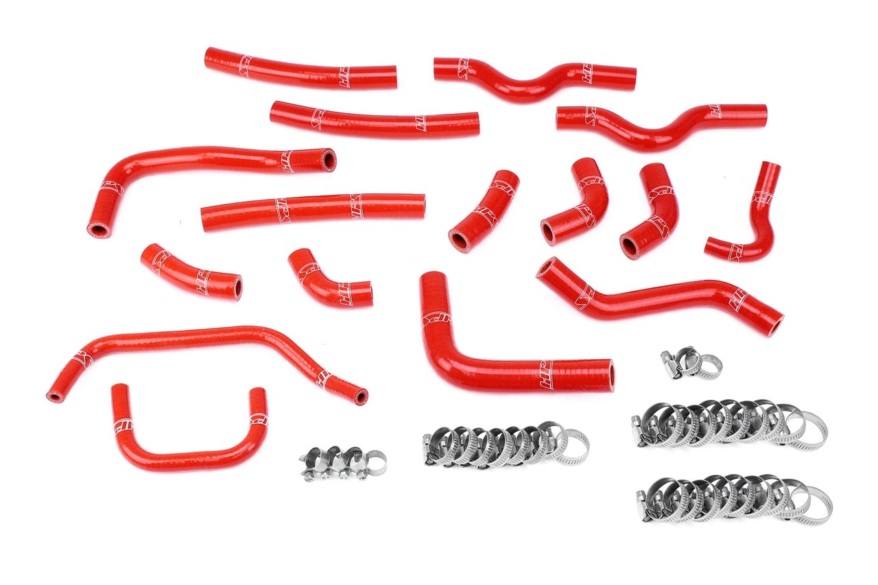 HPS Red Silicone Heater Coolant Hose Kit Complete 16pcs Set, Lexus 03-07 LX470 4.7L V8 J100, 57-1911-RED