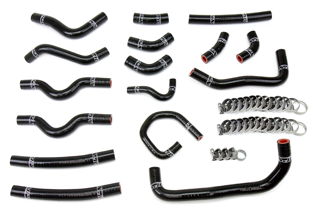 HPS Reinforced Black Silicone Heater Hose Kit Complete 16pcs Set, Toyota 98-02 Land Cruiser 4.7L V8 J100, 57-1913-BLK