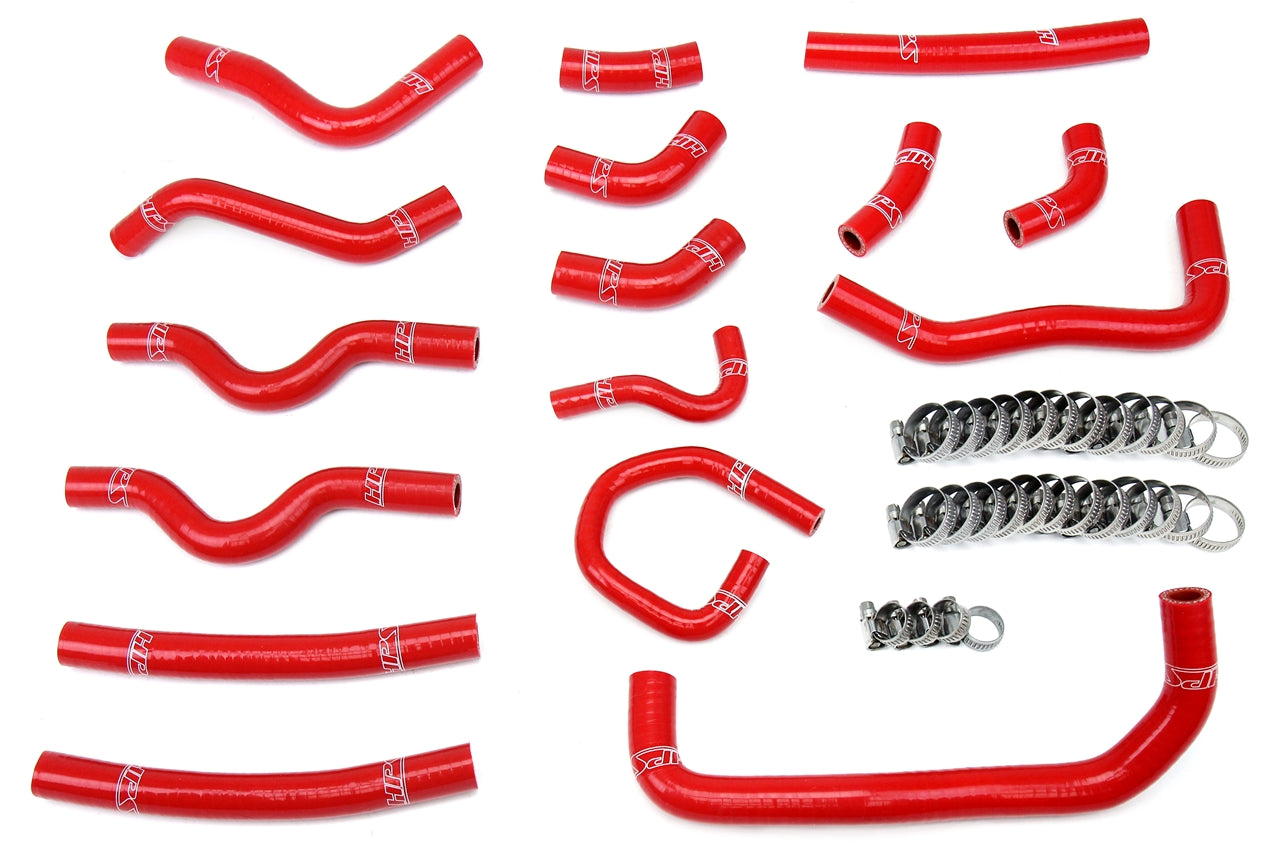 HPS Red Silicone Heater Coolant Hose Kit Complete 16pcs Set, Toyota 98-02 Land Cruiser 4.7L V8 J100, 57-1913-RED
