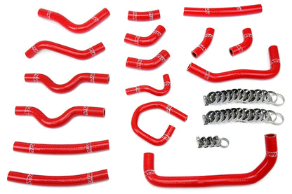 HPS Red Silicone Heater Coolant Hose Kit Complete 16pcs Set, Toyota 98-02 Land Cruiser 4.7L V8 J100, 57-1913-RED