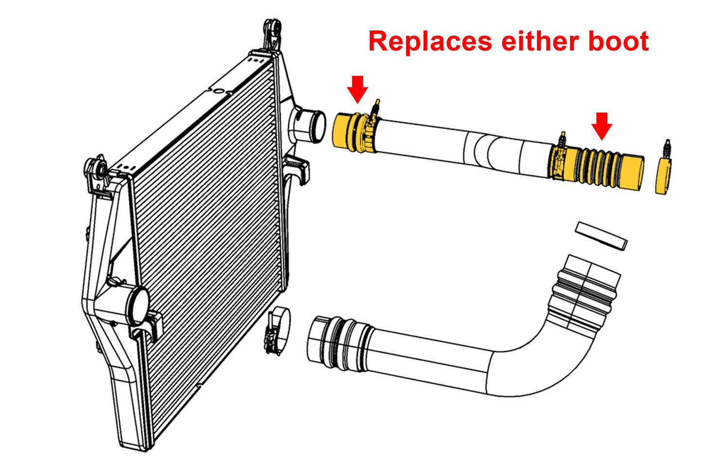 HPS Silicone Intercooler Hose Boot with Clamps replace 55056903AB, 2010-2012 Dodge Ram 4500 Pickup 6.7L Diesel Cummins Turbo, 57-2208