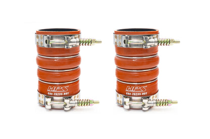 HPS Silicone Intercooler Hose Boots Kit (2pcs Hot Side), 2010-2012 Dodge Ram 4500 Pickup 6.7L Diesel Cummins Turbo, Orange, 57-2209